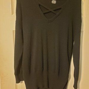 Mossy V Neck Black POOF Sweater